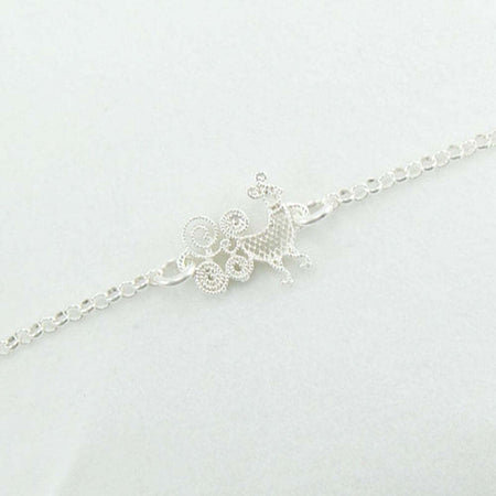 Bracciale donna con pavoncella sarda centrale in argento