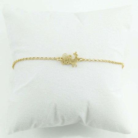 Bracciale donna con pavoncella sarda centrale in argento dorato