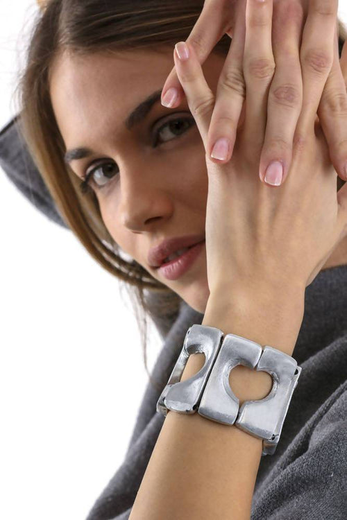 Bracciale Donna 4 cuori 5 cm - 100% alluminio riciclato