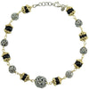 Bracciale donna argento bicolore con sfere filigrana traforate e onice su coccu