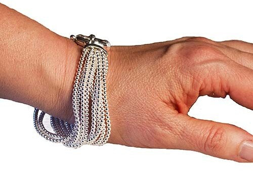 Bracciale donna argento a palline multifilo