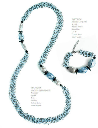 Bracciale Donna Azzurro Bijou in Vetro Di Murano Braccialetto Azzurro Cristallo Artigianale Made in Italy