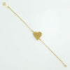 Bracciale donna con centrale cuore in filigrana sarda nido d'ape in argento dorato