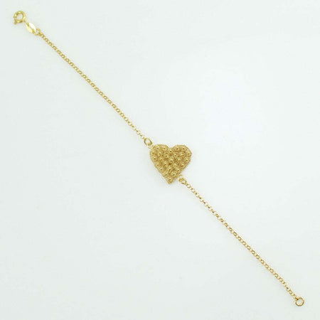 Bracciale donna con centrale cuore in filigrana sarda nido d'ape in argento dorato