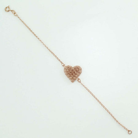 Bracciale donna con centrale cuore in filigrana sarda nido d'ape in argento rosa