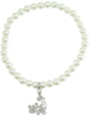 Bracciale donna elastico in perle sintetiche con pavoncella sarda in argento