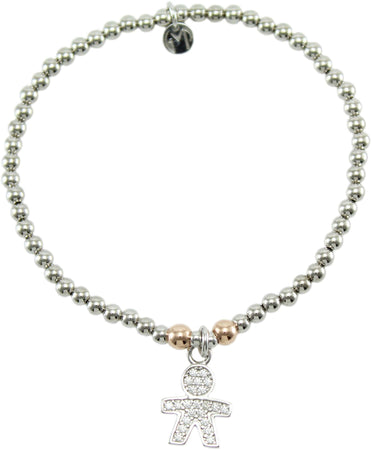 Bracciale Elastico in Argento 925 con Pendente Bimbo e Zirconi - I Giampini