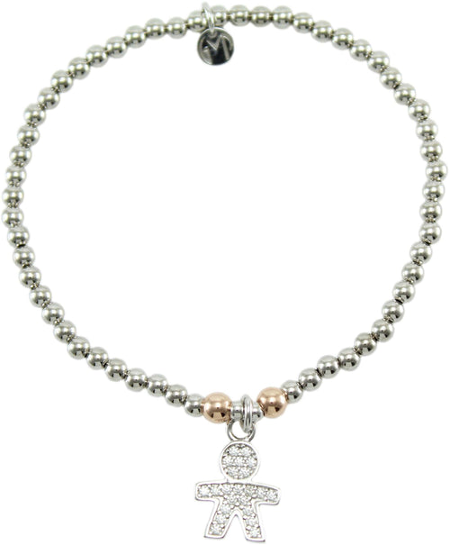 Bracciale Elastico in Argento 925 con Pendente Bimbo e Zirconi - I Giampini
