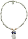 Bracciale Elastico in Argento 925 con Pendente Gufo e Zirconi - I Giampini