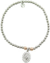 Bracciale Elastico in Argento 925 con Pendente Madonna Miracolosa e Zirconi - I Giampini