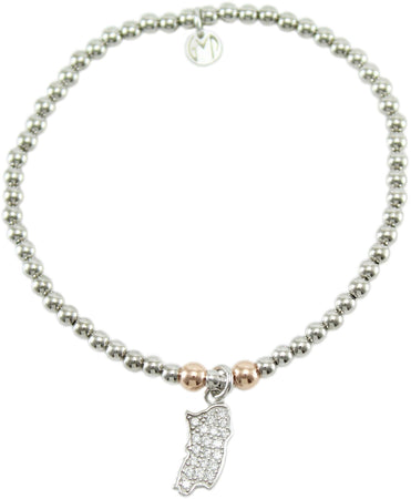 Bracciale Elastico in Argento 925 con Pendente Sardegna e Pavé di Zirconi - I Giampini