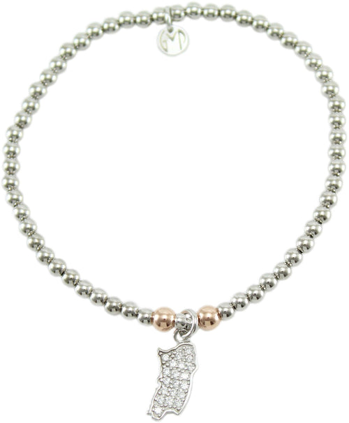 Bracciale Elastico in Argento 925 con Pendente Sardegna e Pavé di Zirconi - I Giampini