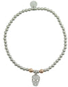 Bracciale Elastico in Argento 925 con Pendente Teschio e Pavé di Zirconi - I Giampini