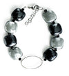 Bracciale Donna in Vetro Di Murano Grigio Bijou Fashion Artigianale Made in Italy Bracciale in Acciaio Con Perle Realizzate a Mano 20 Cm