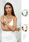 Bracciale Donna in Vetro Di Murano Grigio E Verde Bijou Fashion Artigianale Made in Italy in Ottone E Acciaio Con Perle Realizzate a Mano 19 Cm
