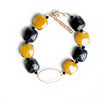 Bracciale Donna in Vetro Di Murano Ocra Bijou Fashion Artigianale Made in Italy Bracciale in Acciaio Con Perle Realizzate a Mano 20 Cm