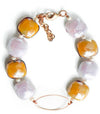 Bracciale Donna in Vetro Di Murano Rosa Bijou Fashion Artigianale Made in Italy Bracciale in Acciaio Con Perle Realizzate a Mano 20 Cm