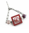 Bracciale Donna in Vetro Di Murano Rosso Bijou Fashion Artigianale Made in Italy Bracciale Chiusura Gancetto 19,5 Cm Con Perle Realizzate a Mano