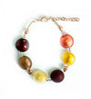 Bracciale Donna in Vetro Di Murano Rosso Bijou Fashion Artigianale Made in Italy in Ottone E Acciaio Con Perle Realizzate a Mano 19 Cm