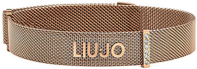 Bracciale donna LIU JO LJ1047 a maglia in Ottone bagnato in Oro roseè con chiusura a calamita e striscia di cubic zirconia