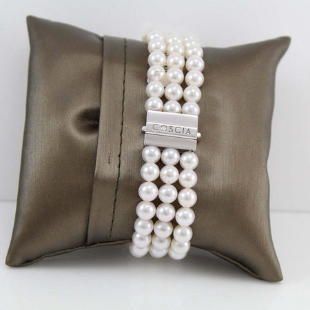 Bracciale Donna Perle Akoya 5,5/6 in Oro Bianco E Diamanti Coscia