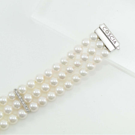Bracciale Donna Perle Akoya 5,5/6 in Oro Bianco E Diamanti Coscia