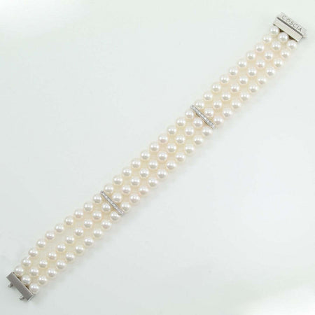 Bracciale perle Akoya 5,5/6 in oro bianco e diamanti Coscia