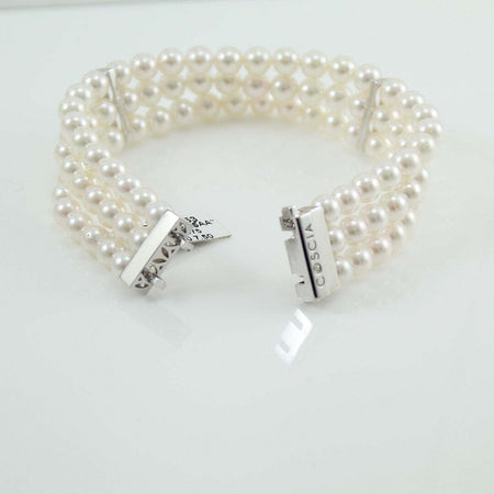 Bracciale Donna Perle Akoya 5,5/6 in Oro Bianco E Diamanti Coscia