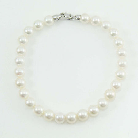 Bracciale donna perle Akoya 6,5/7 chiusura oro bianco con diamante Coscia