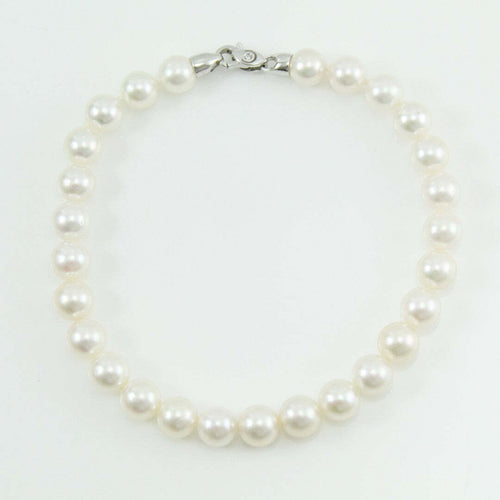 Bracciale donna perle Akoya 6,5/7 chiusura oro bianco con diamante Coscia