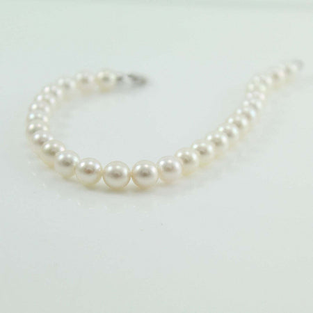 Bracciale donna perle Akoya 6,5/7 chiusura oro bianco con diamante Coscia