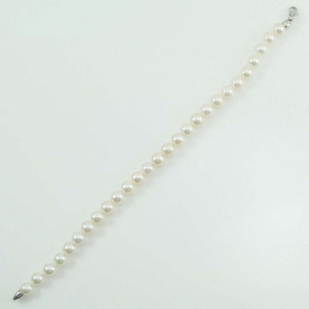 Bracciale donna perle Akoya 6,5/7 chiusura oro bianco con diamante Coscia