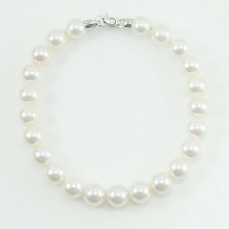 Bracciale donna perle Akoya 7,5/8 chiusura oro bianco con diamante Coscia