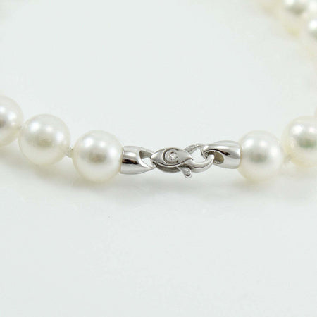 Bracciale donna perle Akoya 7,5/8 chiusura oro bianco con diamante Coscia