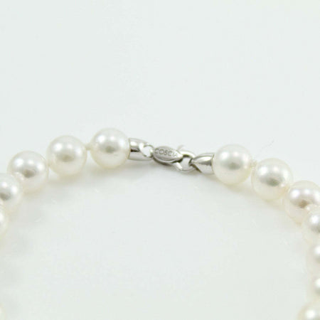 Bracciale donna perle Akoya 7,5/8 chiusura oro bianco con diamante Coscia