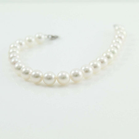 Bracciale donna perle Akoya 7,5/8 chiusura oro bianco con diamante Coscia