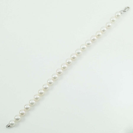 Bracciale donna perle Akoya 7,5/8 chiusura oro bianco con diamante Coscia