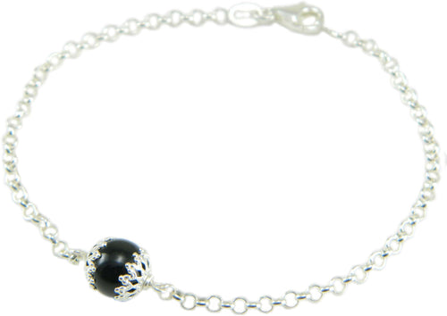 Bracciale portafortuna Su Coccu artigianato sardo sfera onice e argento 925 Gioiello Sardegna