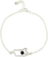 Bracciale donna Sardegna centrale in argento con pietra nera su coccu pendente