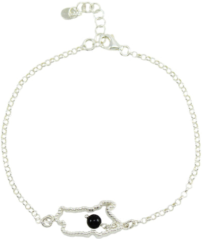 Bracciale donna Sardegna centrale in argento con pietra nera su coccu pendente