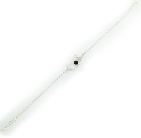 Bracciale donna Sardegna centrale in argento con pietra nera su coccu pendente