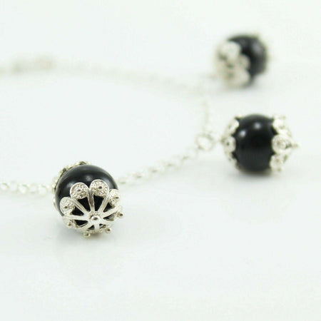 Su Coccu bracciale artigianato sardo 5 sfere onice e argento 925 Gioiello Sardegna