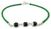 Su Coccu bracciale verde portafortuna artigianato sardo 3 sfere onice e argento 925 Gioiello Sardegna