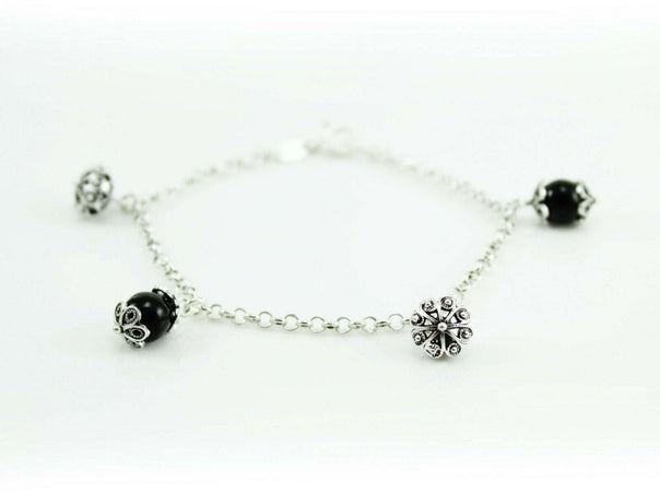 Bracciale Su Coccu onice Bottoni sardi argento portafortuna Sardegna regolabile
