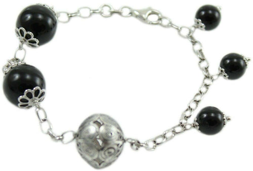 Bracciale Su Coccu onice e bottone sardo argento 925 portafortuna Sardegna