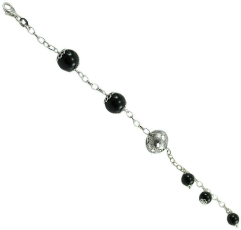 Bracciale Su Coccu onice e bottone sardo argento 925 portafortuna Sardegna