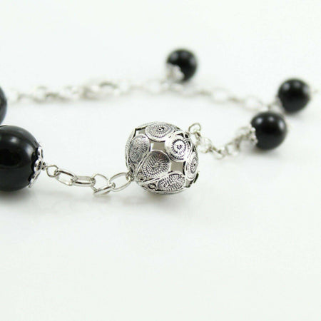 Bracciale Su Coccu onice e bottone sardo argento 925 portafortuna Sardegna