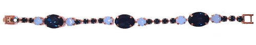 Bracciale donna Tennis placcato in Oro Bianco ipoallergenico con Zirconi e pietre dure Agata Blue Kemira Art.KBB109/3/8