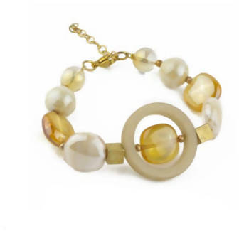 Bracciale Donna Top in Vetro Di Murano Avorio Bijou Fashion Artigianale Made in Italy Bracciale Chiusura Gancetto 18 Cm Con Perle Realizzate a Mano