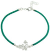 Bracciale verde donna con pavoncella sarda centrale in argento